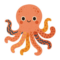 Obraz premium PNG Cute smiling octopus illustration