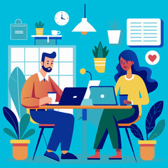 Diverse colleagues collaborating on laptops in a bright modern office space