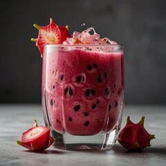 Iced Dragon Fruit Smoothie with Seeds