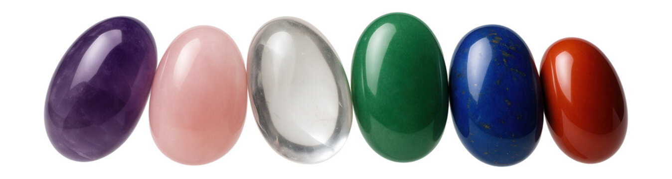 Crystal set with various polished stones for chakra alignment during meditation