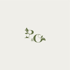 bold initial concept luxury wedding monogram design PO organic leaf logo letter