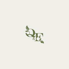 bold initial concept luxury wedding monogram design QF organic leaf logo letter