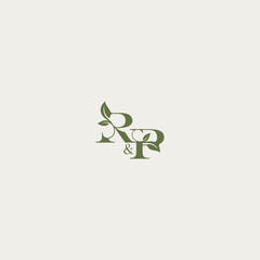 bold initial concept luxury wedding monogram design RP organic leaf logo letter