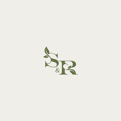 bold initial concept luxury wedding monogram design SR organic leaf logo letter