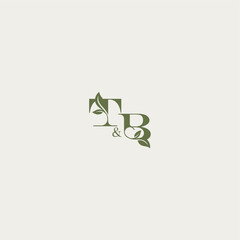 bold initial concept luxury wedding monogram design TB organic leaf logo letter