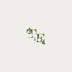 bold initial concept luxury wedding monogram design TE organic leaf logo letter