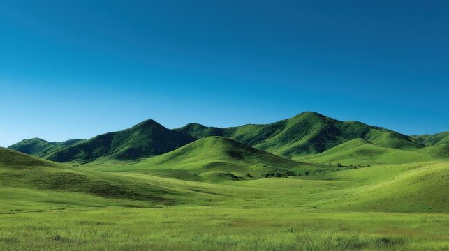 Lush green rolling hills under a vibrant blue sky (1)
