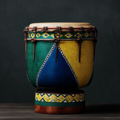 Traditional African Drums with Gabon Colors - Cultural Heritage Celebration