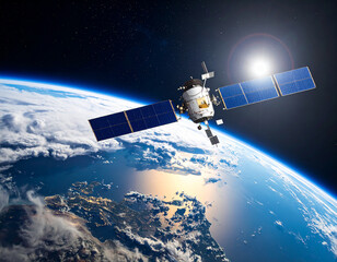 Orbiting Satellite in Space: Global Communication, Advanced Technology & Scientific Research, Future Connectivity & Exploration Mission

