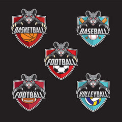 Naklejka premium sports club logo set rat vector illustration design