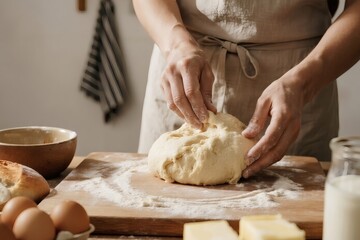Fototapeta premium baker kneading dough