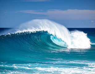 Powerful Ocean Waves: Dynamic Seascape, Blue Water & Crashing Foam, Nature's Energy, Surfing, Beach & Coastal Beauty Background


