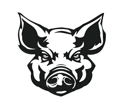 Black and white pig's head graphic (2)