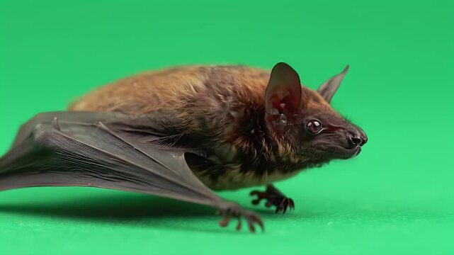Brown Bat Profile on Green Screen
