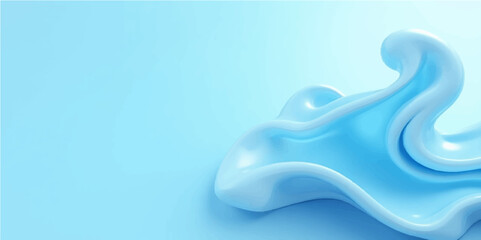 Abstract art milk splash on blue and white isolated background