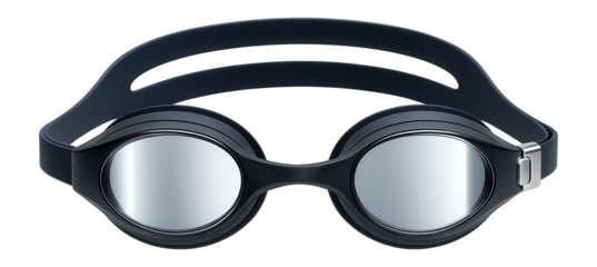 Futuristic design swim goggles with reflective lenses and sleek contours
