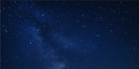 Starry night sky with cosmic blue light and distant galaxies