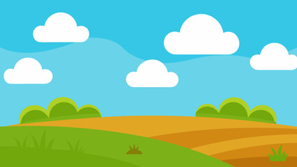 Obraz premium field with patches of grass and sky vector illustration