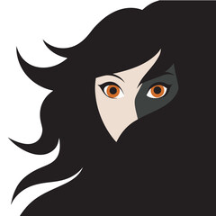 Hair Covering Woman Eye Silhouette