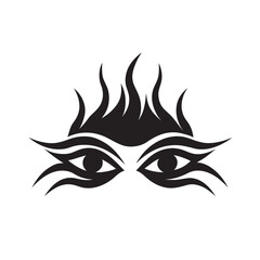 Tribal Flame Design Around Woman Eye