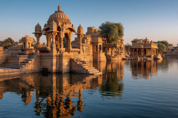 Fototapeta premium beautiful ancient temple in the lake