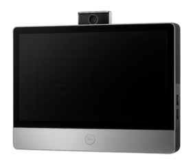 All-in-one device with retractable webcam and side USB slots for video conferencing