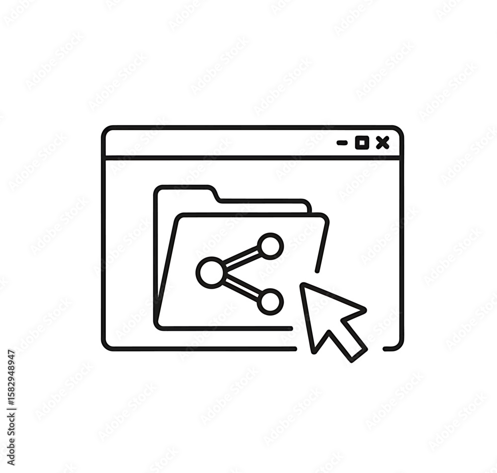 Fototapete Share File Icon Browser Window with Folder and Share Symbol for Data Transfer