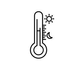 Naklejka premium Minimalist Thermometer Icon with Sun and Moon for Weather or Temperature Related Designs