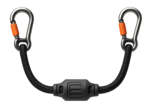 Bungee cord with carabiner clips and adjustable tension for securing gear