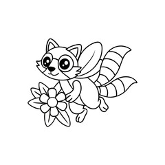 Fototapeta premium Printable Raccoon Handing Out Candy Outline