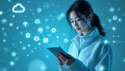 young woman with tablet pc