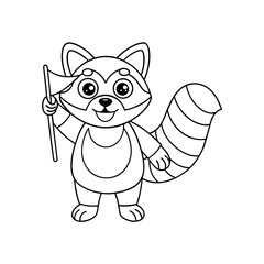 Fototapeta premium Printable Raccoon Waving Jellybeans Coloring Page