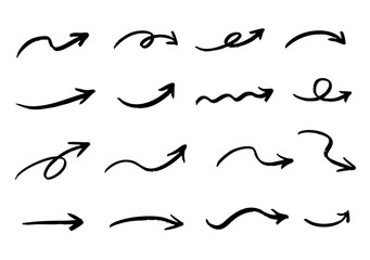 ラフな手描きの矢印素材　太め