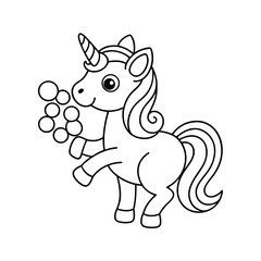 Printable Unicorn Catching Raindrops Coloring Page