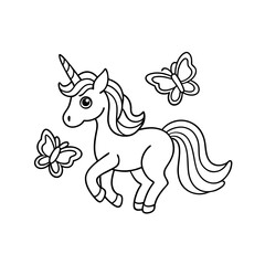 Printable Unicorn Chasing Rainbows Coloring Page