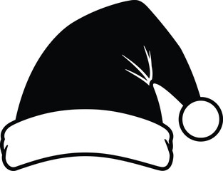 Vector solid black icon for Santa hat  