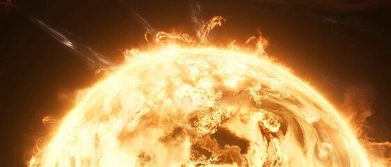 Powerful solar flares erupt from the sun’s surface, releasing intense energy and light in a spectacular cosmic display.