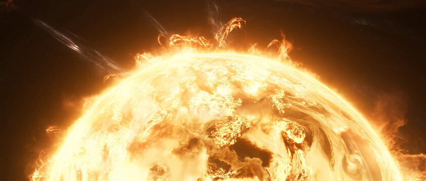 Powerful solar flares erupt from the sun’s surface, releasing intense energy and light in a spectacular cosmic display.