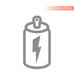Energy drink line vector icon. Soda can with bolt lightning.