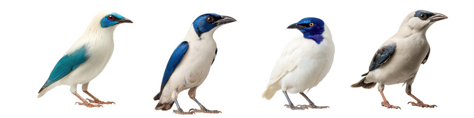 Bali Starling, colorful tropical bird on transparent background with colorful feathers.