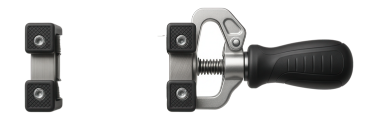 Pipe welding alignment clamp with a quick-release mechanism for aligning pipes in a plumbing installation.
