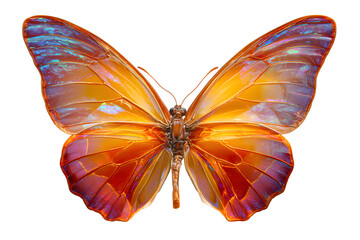 Brightly Colored Butterfly With Transparent Wings in Stunning Orange and Blue Hues