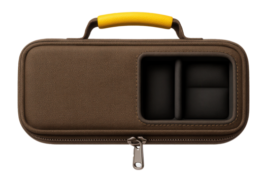 Compact canvas case with padded compartments for organizing cordless screwdriver sets in a home DIY toolbox.