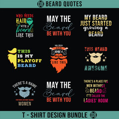 Eight sets Beard T shirt design bundle. Design for Men t shirt, typography, print, gift card, mug design.  Gift for boys or male. POD. 