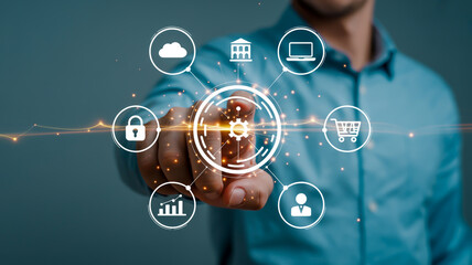 Digital network connection with icons technology