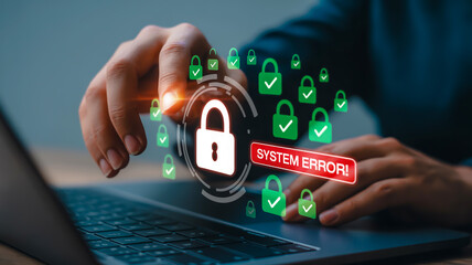 Digital security breach alert cybersecurity digital lock