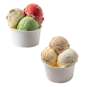 Two Cups of Mixed Flavor Ice Cream
