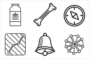 Obraz premium Bottle bone compass graph bell wheel medicine bottle