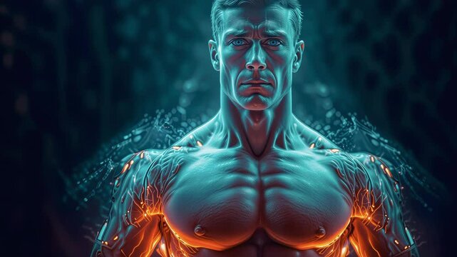Life vitality and energy of athletic man