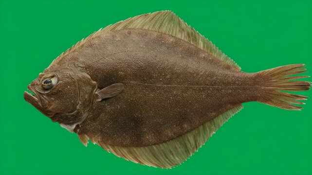 Flatfish in the depths: A captivating close-up of a perfectly preserved flatfish on vibrant background, revealing its unique form and texture.